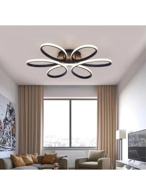 Lzy Avize Store Levent Model Siyah Kasa Plafonyer 3 Renkli Ledli Avize 60 cm