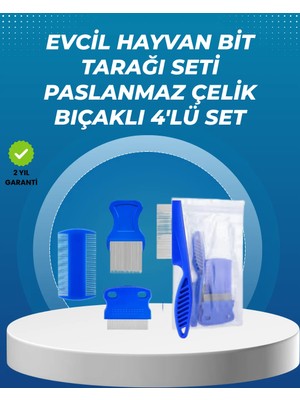 Kedi, Köpek ve Küçük Hayvanlar Için 4 Parça Ergonomik Tarak Takımı