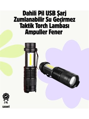 2000 Lümen LED El Feneri - Suya Dayanıklı, Odaklı, Klipsli