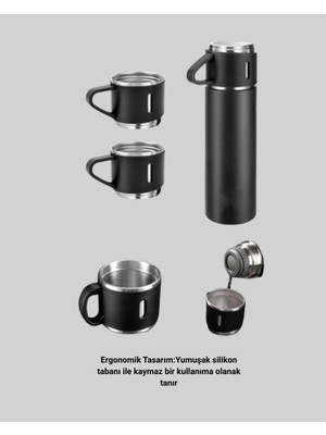 Çelik Termos Bardak Seti | 500 ml Kapasite, Kaymaz Taban, Hediye Kutulu