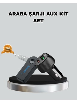 Aux Bluetooth Adaptör ve 38W Hızlı Araç Şarj Cihazı Seti