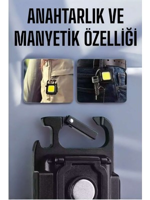 Anahtarlık Çok Amaçlı Mıknatıslı Taşınabilir Işık LED Şarjlı