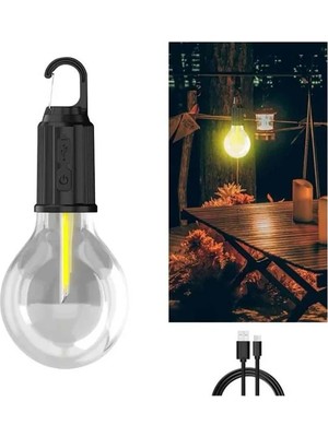 3 Farklı Mod Led'li Şarjlı Asma Kancalı Kamp Lambası Taşınabilir Ampul