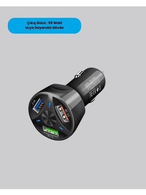55W Hızlı Araç Şarj Cihazı Quick Charge 3.0 ve Pd Destekli