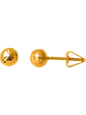 Bilezikci Kalemli Sarı Altın Top Küpe (6 mm Çaplı)