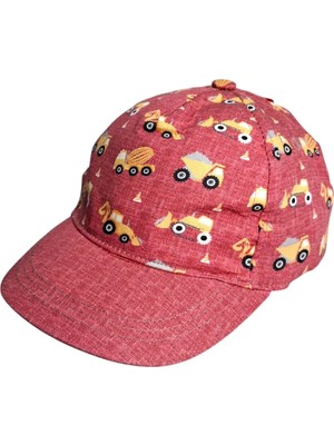 Spteks Kitti 1-3 Yaş Erkek Bebek Bordo Renk Baskı Desenli Rahat Yazlık Kep Şapka
