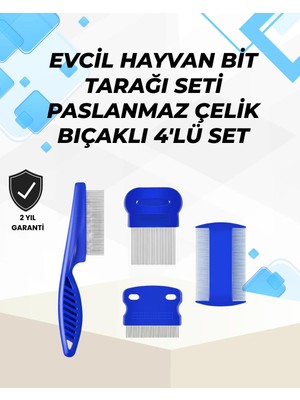 Uzun ve Kısa Tüylü Hayvanlara Özel Bit Tarağı ve Tüy Temizleme Seti