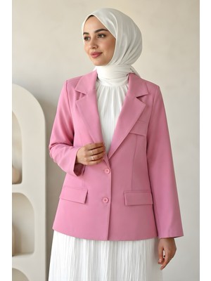 İmaj Butik Pembe Astarlı Blazer Dabıl Ceket