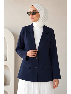 İmaj Butik Lacivert Astarlı Blazer Dabıl Ceket
