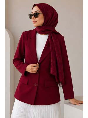 İmaj Butik Bordo Astarlı Blazer Dabıl Ceket