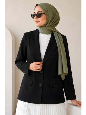 İmaj Butik Siyah Astarlı Blazer Dabıl Ceket