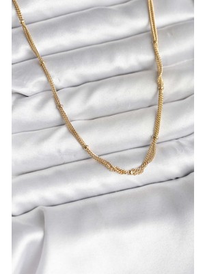 14K Gold Renk Kaplama Topçuk Zincirli Model cm Kadın Kolye