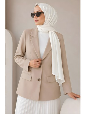 İmaj Butik Bej Astarlı Blazer Dabıl Ceket