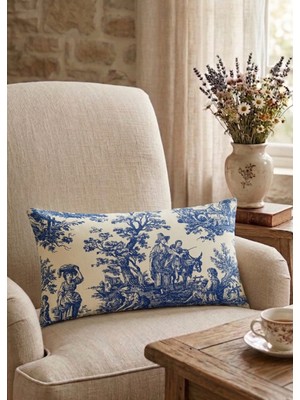 SHOPSHOP SS Tekli Ingiliz Fransız Köylü Rustik Vintage Dekoratif 1 Adet Yastık Kırlent Kılıfı