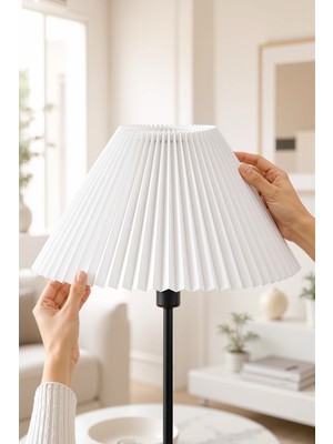 Kırma Lambader Başlığı Pileli Umbrella Kumaş Başlık Çap 36 cm LAM11