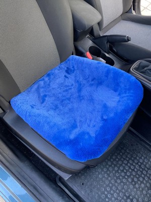 Otohousse Yumuşak Tüylü Peluş Serme Oto Koltuk Koruyucu Minder Ön Tekli Mavi