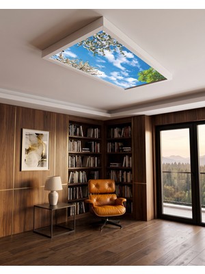 Gökyüzü Panel 60X120 106W, Sıva Üstü, Güçlü LED Aydınlatma, Ağaçlar Gökyüzü, Tavan Armatürü
