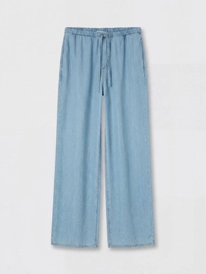 LC Waikiki Lcw Comfort Indigo Beli Lastikli Wideleg Kadın Jean Pantolon