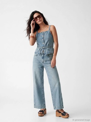 LC Waikiki Lcw Vision Indigo Wideleg Kadın Jean Pantolon