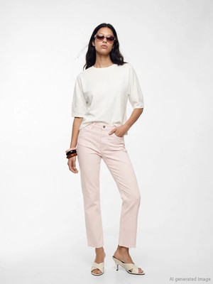 LC Waikiki Lcw Jeans Pembe Crop Flare Kadın Jean Pantolon