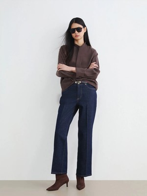LC Waikiki Lcw Jeans Indigo Beli Kemerli Straight Fit Kadın Jean Pantolon