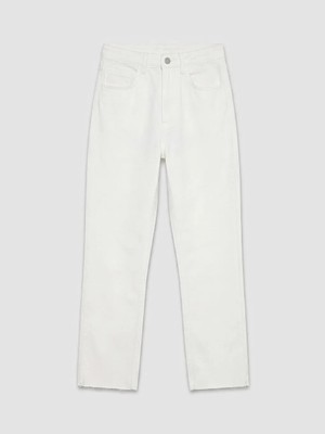 LC Waikiki Lcw Modest Ekru Crop Flare Kadın Jean Pantolon