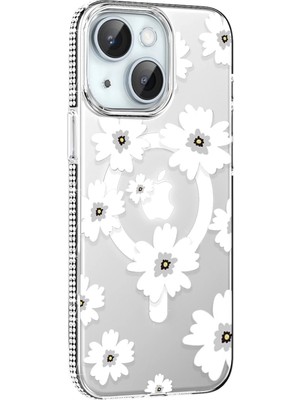 Cosmotex Joko  Iphone 14 Floral Magsafe Kapak - Beyaz