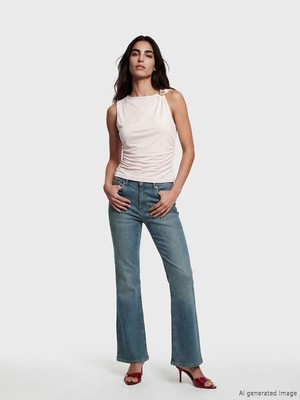 LC Waikiki Lcw Jeans Indigo Yüksek Bel Flare Kadın Jean Pantolon