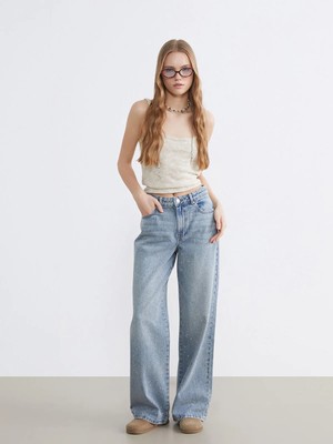 LC Waikiki Xsıde Mavi Taşlı Wideleg Kadın Jean Pantolon