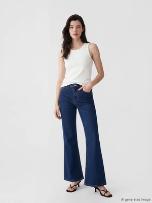 LC Waikiki Lcw Comfort Indigo Flare Kadın Jean Pantolon