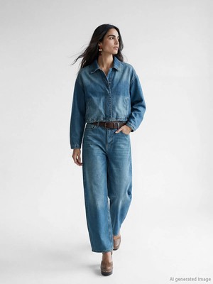 LC Waikiki Lcw Vision Indigo Barrel Fit Kadın Jean Pantolon