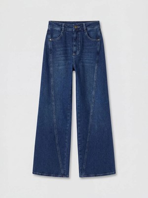 LC Waikiki Soulife Lacivert Yüksek Bel Wideleg Kadın Jean Pantolon