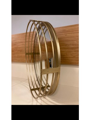 Plus Home Tepsi Yuvarlak Aynalı Pirinç Renk Mat Eskitme Çap 35X35 cm
