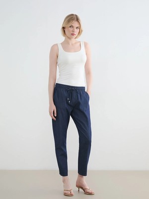 LC Waikiki Lcwaıkıkı Classic Siyah Beli Lastikli Carrot Fit Kadın Jean Pantolon