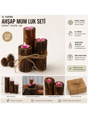 Lumea Mama Ap Rustik Mumluk Seti – 3’lü Dekoratif Mumluk ✨
