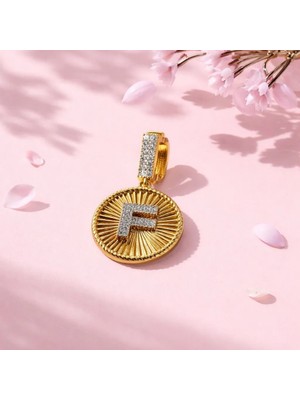 H&S Aksesuar Sakafashion Altın Kaplama F Harf Kolye Ucu ve Ajda Bilezik Harf Charm
