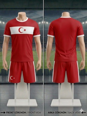 Rüya Vadisi Türkiye 2025-2026 Kırmızı-Beyaz Renk Ay Yıldız Temalı Özel Tasarım Milli Takım Çocuk Forma Seti 2li Set (Kod-03)
