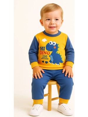 Aden Kids Erkek Çocuk Dinozor Baskılı Pamuklu Penye Pijama Takımı 0-5 Yaş – Mevsimlik, Günlük Kullanıma Uygun