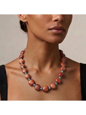 THEIA GemWorks Leda - Kök Mercan ve Turkuaz Taşlı El Yapımı Kolye
