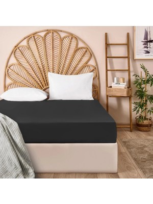 Matmel Soft Basic Çift Kişilik Düz Kenar Saten Çarşaf - Antrasit - 240X260 cm