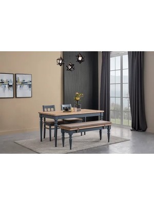Vivense Kosova Ahşap Masa ve Bench Takımı, 120X80