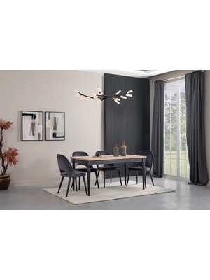 Vivense Black Ahşap Masa Takımı, 140X80