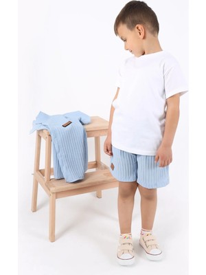Aden Kids Erkek Çocuk Gömlek+Sweatshirt ve Cepli Şort Alt Üst Takım --Ütü Istemez--