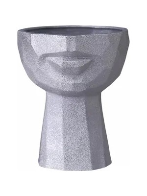 Vivense Dokulu Yarım Yüz Saksı Silver Büyük Boy