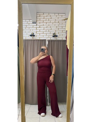 No 35 Moda Gofre Rahat Pantolon Bordo M