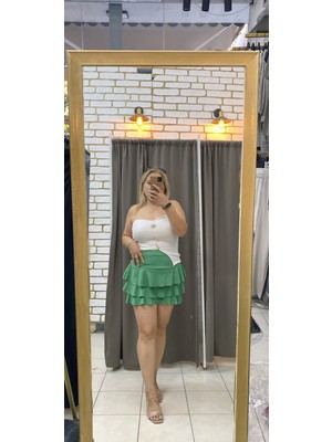 No 35 Moda Bürümcük Şort Etek Yeşil L