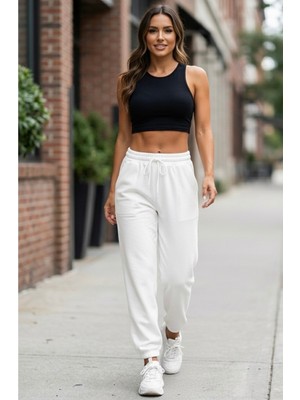 No 35 Moda   Eşofman Altı Unisex Ekru Xl