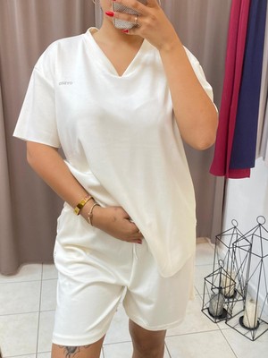 No 35 Moda Modal Esnek Şort Açık Krem M