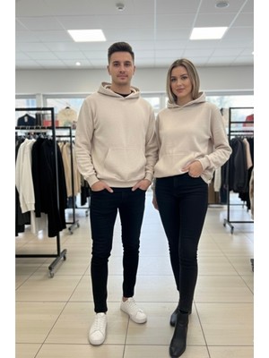 No 35 Moda Tuba Toptaş Unisex Bay/ Sweatshirt Kapüşonlu Bej S