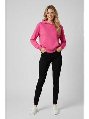 No 35 Moda Unisex Bay/ Sweatshirt Kapüşonlu Pembe M